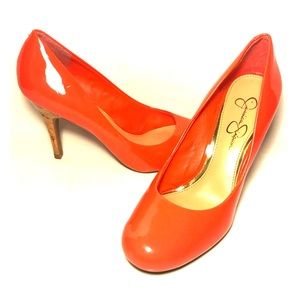 Jessica Simpson Orange Oscar Patent Pumps